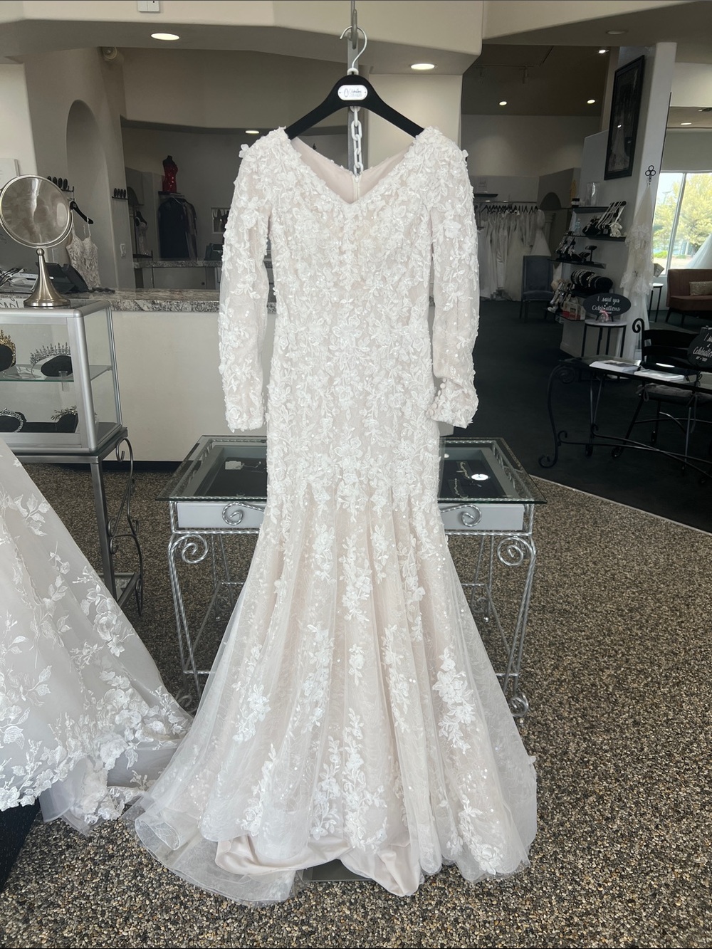 Mori Lee Ivory Lace Long Sleeve Mermaid Wedding Dress